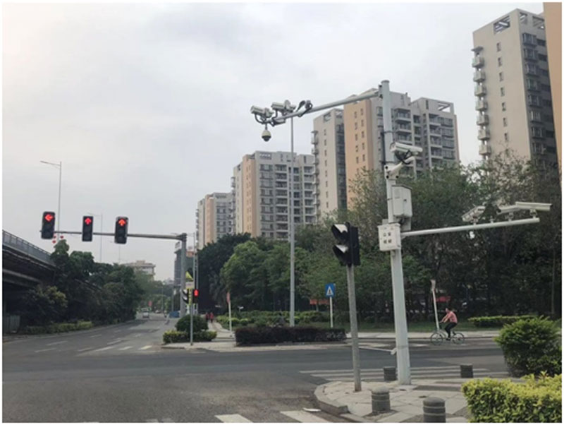 現(xiàn)有交通路口燈杆設置實景