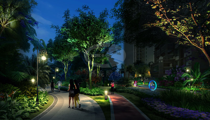 小區道路夜（yè）景亮（liàng）化設計效果圖