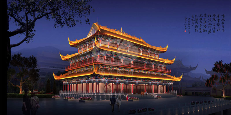 古建築泛光照明設計（jì）效果圖