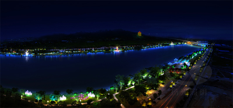 河岸夜景燈光設計（jì）鳥瞰圖