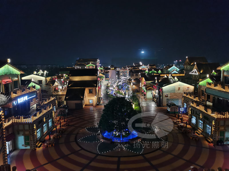 小鎮夜遊燈光夜景圖（tú）