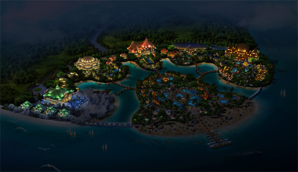 海南海花島溫泉城夜景（jǐng）照明工（gōng）程